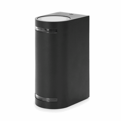 Buitenlamp rond zwart | dubbele GU10 lampvoet voor twee spots | waterdicht IP54