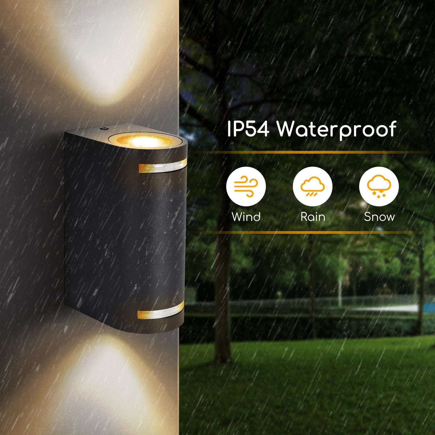 Buitenlamp rond zwart | dubbele GU10 lampvoet voor twee spots | waterdicht IP54