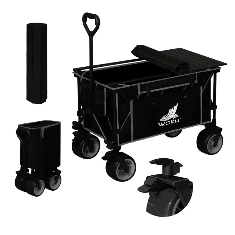 BukkitBow - 2-in-1 Opvouwbare Bolderkar met Tafelblad - Gecoat Staal met Oxford-Doek - All-Terrain Wielen - Multifunctioneel Design
