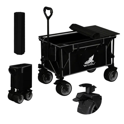 BukkitBow - 2-in-1 Opvouwbare Bolderkar met Tafelblad - Gecoat Staal met Oxford-Doek - All-Terrain Wielen - Multifunctioneel Design