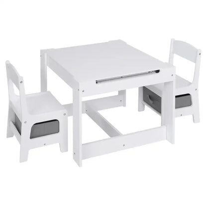 BukkitBow - 3-in-1 Kinder Activiteitstafel / Kindertafel Set - Met Omdraaibaar Schoolbord en Ingebouwde Opslagruimte - Veilig Design - 63x63x51cm