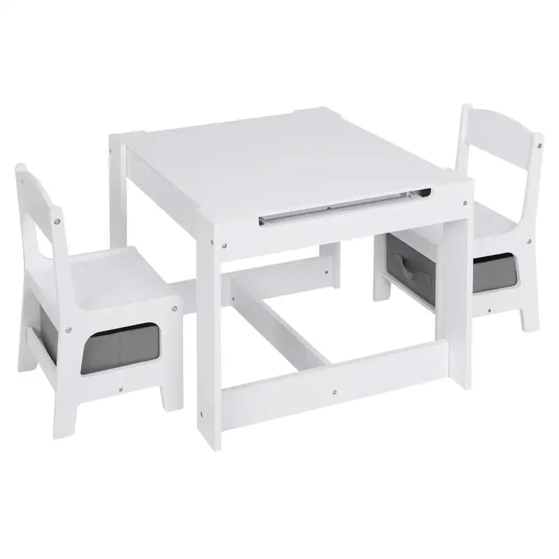BukkitBow - 3-in-1 Kinder Activiteitstafel / Kindertafel Set - Met Omdraaibaar Schoolbord en Ingebouwde Opslagruimte - Veilig Design - 63x63x51cm