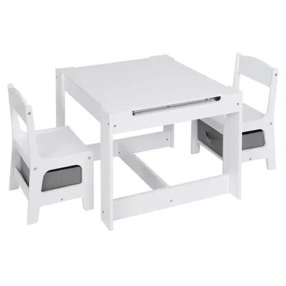 BukkitBow - 3-in-1 Kinder Activiteitstafel / Kindertafel Set - Met Omdraaibaar Schoolbord en Ingebouwde Opslagruimte - Veilig Design - 63x63x51cm