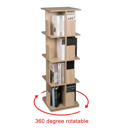 BukkitBow - 360 Graden Draaiende Boekenkast - Plank 3/4 Tiers - Opslag voor Woonkamer - 97-128CM Hoog