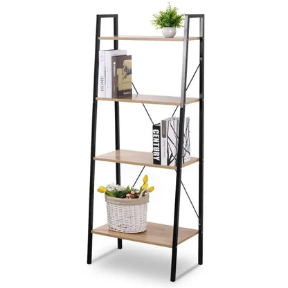 BukkitBow - 4-Lagen Ladder Boekenplank / Kast - Voor Woonkamer Slaapkamer Keuken Eetkamer Opslag - 60x35x148cm