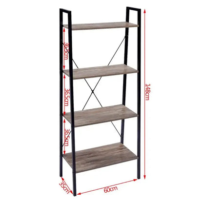 BukkitBow - 4-Lagen Ladder Boekenplank / Kast - Voor Woonkamer Slaapkamer Keuken Eetkamer Opslag - 60x35x148cm