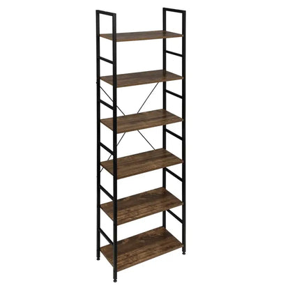 BukkitBow - 6-Laags Metalen/Houten Boekenkast - Home Decor - Geschikt voor Diverse Ruimtes - 60x28x180cm