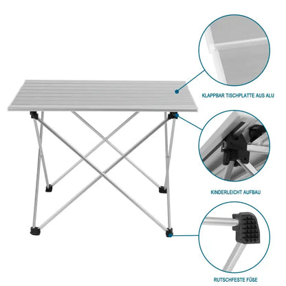 BukkitBow - Aluminium Campingtafel - Opvouwbaar - Antislip Pootjes - Compact Formaat - Inclusief Draagtas