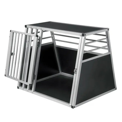 BukkitBow - Aluminium/MDF Hondentransportbox - Trapeziumvormig Ontwerp - met Volledige Ventilatie - Zilver of Zwart - 65x65x80cm