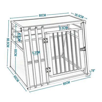 BukkitBow - Aluminium/MDF Hondentransportbox - Trapeziumvormig Ontwerp - met Volledige Ventilatie - Zilver of Zwart - 65x65x80cm