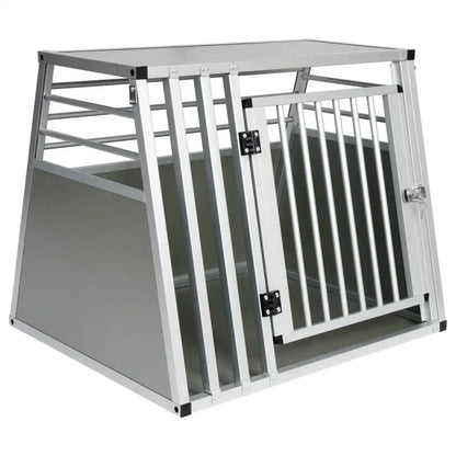 BukkitBow - Aluminium/MDF Hondentransportbox - Trapeziumvormig Ontwerp - met Volledige Ventilatie - Zilver of Zwart - 65x65x80cm