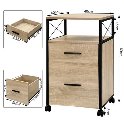 BukkitBow - Archiefkast / Rolcontainer - 2 Lades - Open Vak - met Wielen - Voor A4/Letter Mappen