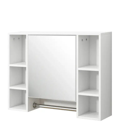 BukkitBow - Badkamer Opbergkast / Badkamermeubel - met Spiegel en Handdoekhouder - Verstelbare Plank - 80x20x60cm