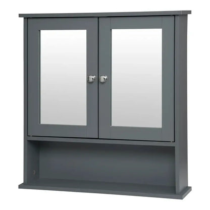BukkitBow - Badkamerkast met Spiegel / Badkamermeubel - Verstelbare Plank - Duurzaam en Vochtbestendig - Eenvoudig te Onderhouden - 56x13x58.3 cm
