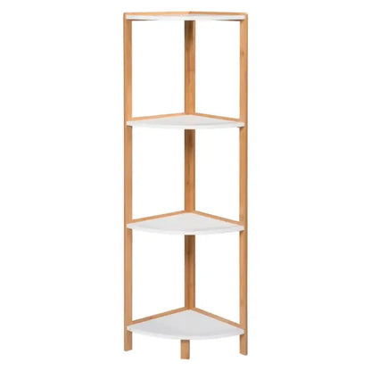 BukkitBow - Bamboe Hoekkast - 4 Niveaus - Handdoekenkast / Boekenkast - 30x30x115cm