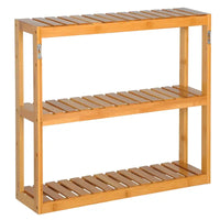 BukkitBow - Bamboe Wandplank - Handdoekenrek / Cosmetica Plank - Duurzaam Materiaal - Max 15kg per Lade - 60x15x54cm