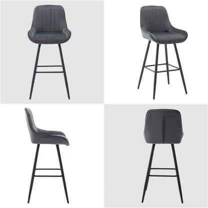 BukkitBow - Barkrukken met Rugleuning en Voetensteun - Bistro/Restaurant Look - Set 2 Stuks