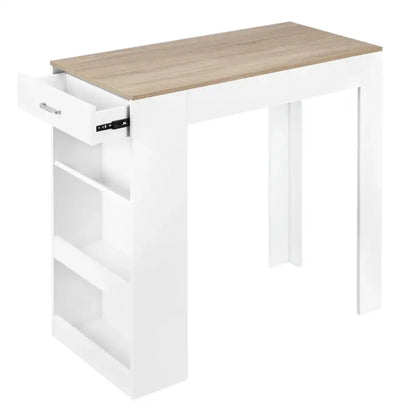 BukkitBow - Bartafel met Opbergruimte en Lade - Stevig Hout - Ingebouwd Wijnrek - 100x100x50cm