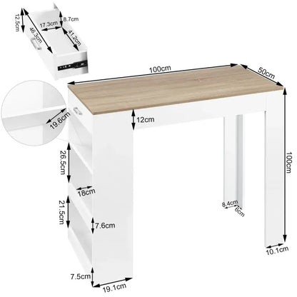 BukkitBow - Bartafel met Opbergruimte en Lade - Stevig Hout - Ingebouwd Wijnrek - 100x100x50cm