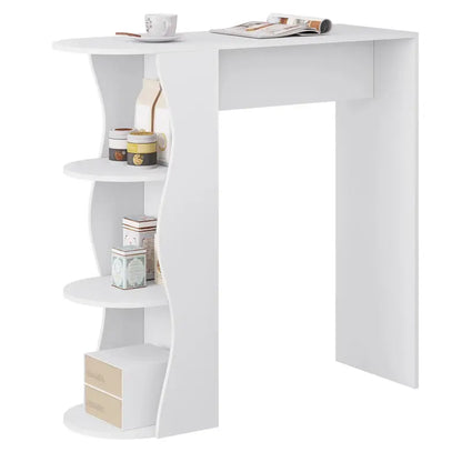 BukkitBow - Bartafel met Planken - Stevig Hout - Modern Veelzijdig Design - 110x107x40cm