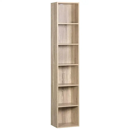 BukkitBow - Boekenkast met 6 Opbergvakken - Moderne Opslagplank - Voor Kantoor of Woonkamer - 30x23.5x158.4CM