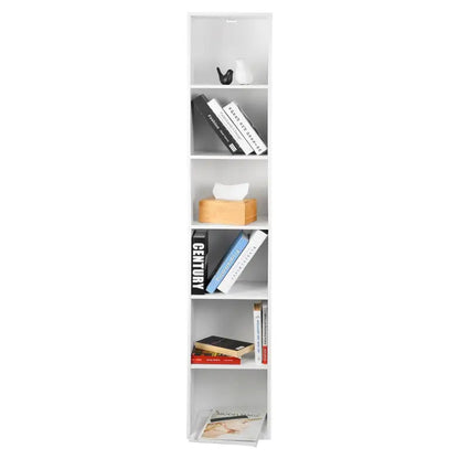 BukkitBow - Boekenkast met 6 Opbergvakken - Moderne Opslagplank - Voor Kantoor of Woonkamer - 30x23.5x158.4CM