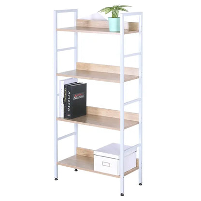 BukkitBow - Boekenkast / Metalen Rek met Licht Houten Planken - Geschikt als Schoenenrek en Decoratierek (60X27,5X126CM)