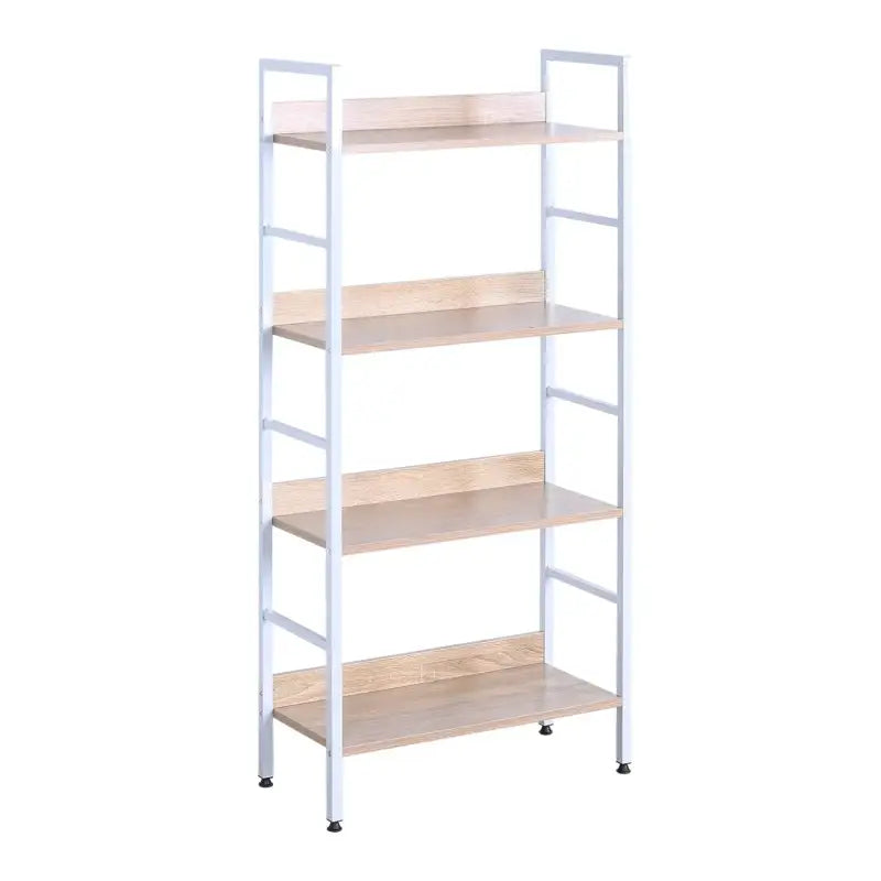 BukkitBow - Boekenkast / Metalen Rek met Licht Houten Planken - Geschikt als Schoenenrek en Decoratierek (60X27,5X126CM)