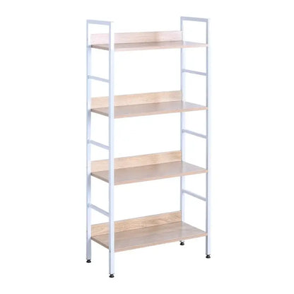 BukkitBow - Boekenkast / Metalen Rek met Licht Houten Planken - Geschikt als Schoenenrek en Decoratierek (60X27,5X126CM)