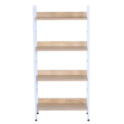 BukkitBow - Boekenkast / Metalen Rek met Licht Houten Planken - Geschikt als Schoenenrek en Decoratierek (60X27,5X126CM)