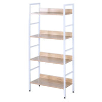 BukkitBow - Boekenkast / Metalen Rek met Licht Houten Planken - Geschikt als Schoenenrek en Decoratierek (60X27,5X126CM)