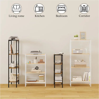 BukkitBow - Boekenkast / Rek / Nisplanken - 4 Niveaus - Staande Kast - Metalen Frame - 50x78x20cm