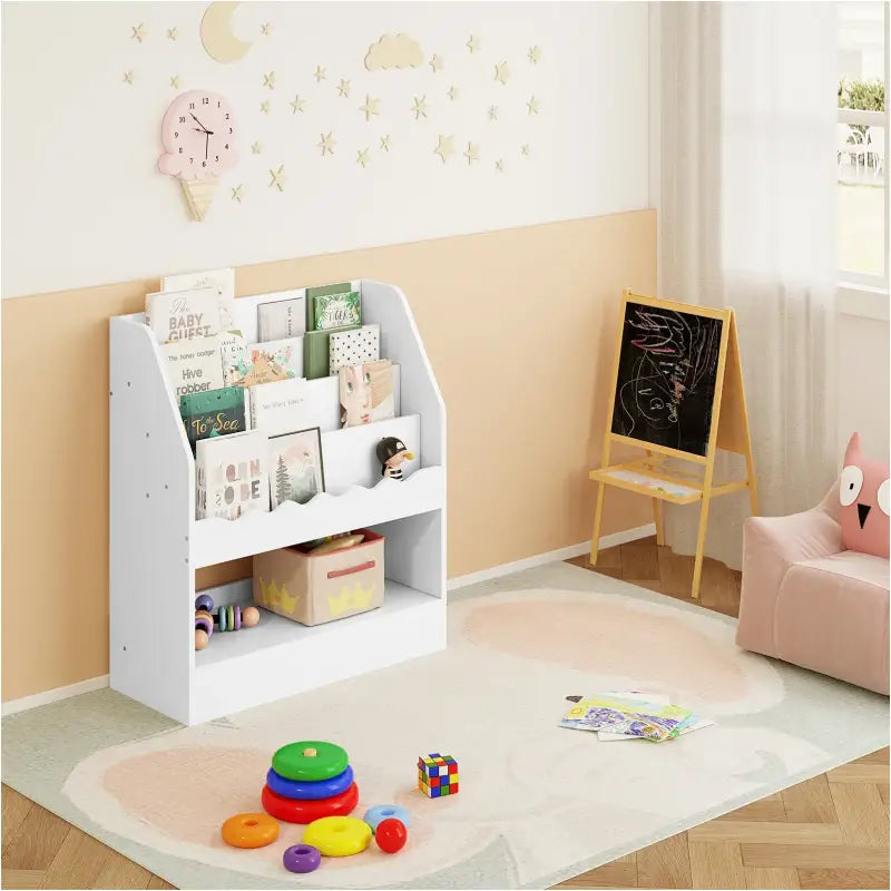 BukkitBow - Boekenkast voor Kinderen - Boekenkast met 5 Compartimenten - Speelgoedkast kind - Opbergkast voor Speelkamer - (70x80x30CM)