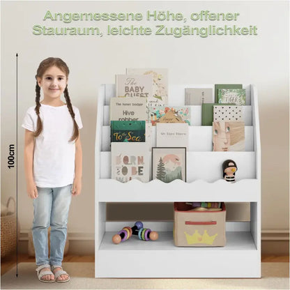 BukkitBow - Boekenkast voor Kinderen - Boekenkast met 5 Compartimenten - Speelgoedkast kind - Opbergkast voor Speelkamer - (70x80x30CM)
