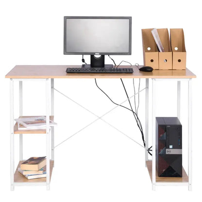 BukkitBow - Bureau - Licht Eikenhout en Stalen Structuur - 3 Opbergvakken - 50 kg Draagvermogen