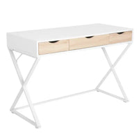 BukkitBow - Bureau met 3 Laden - Hout en Metaal - Wit - Waterdicht en Krasbestendig Design - 110x50cm