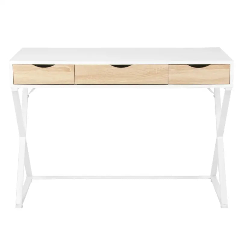 BukkitBow - Bureau met 3 Laden - Hout en Metaal - Wit - Waterdicht en Krasbestendig Design - 110x50cm