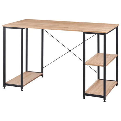BukkitBow - Bureau met Computer Standaard en Opbergvak met 2 Planken - Houten Panelen en Stalen Structuur - Licht Eiken of Wit - 120x60cm