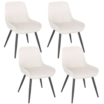 BukkitBow - Comfortabele Eetkamerstoelen - van Faux Leer of Fluweel - met Lage Armleuning - Metalen Poten - Zithoogte: 47CM