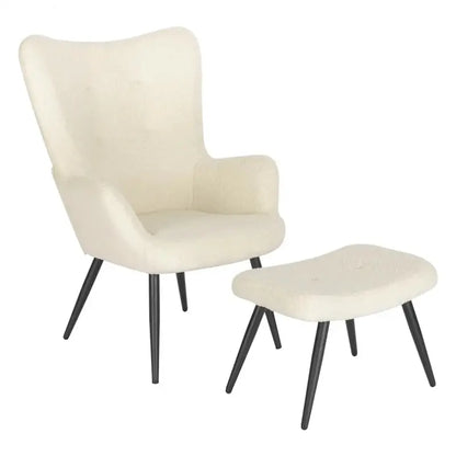 BukkitBow - Comfortabele Fauteuil met Kruk - Stevig en Duurzaam - Stijlvolle Moderne Look - Afmetingen: Stoel 98x43x59CM, Kruk 54.5x35.5x37CM