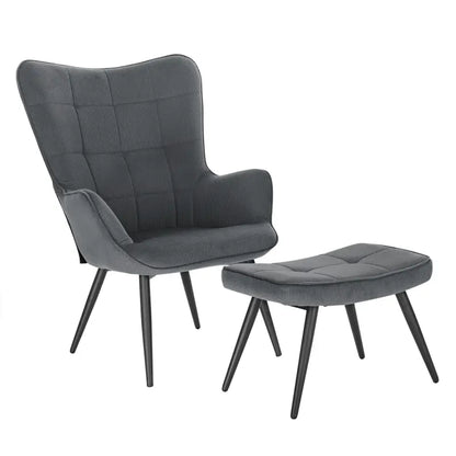 BukkitBow - Comfortabele Fauteuil met Kruk - Stevig en Duurzaam - Stijlvolle Moderne Look - Afmetingen: Stoel 98x43x59CM, Kruk 54.5x35.5x37CM