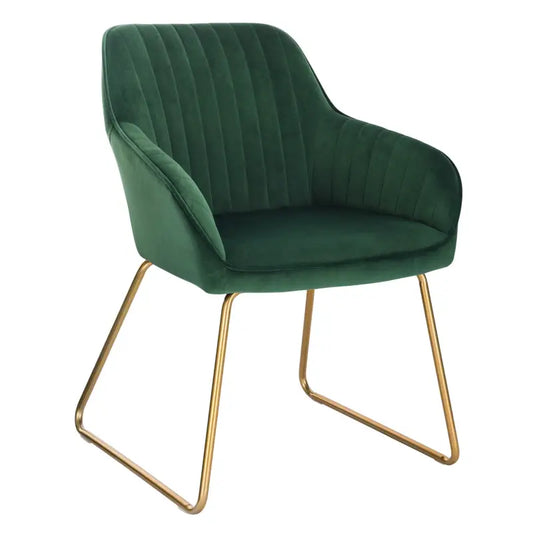 BukkitBow - Comfortabele & Ergonomische Eetkamerstoel - Velours met Goudkleurig Onderstel