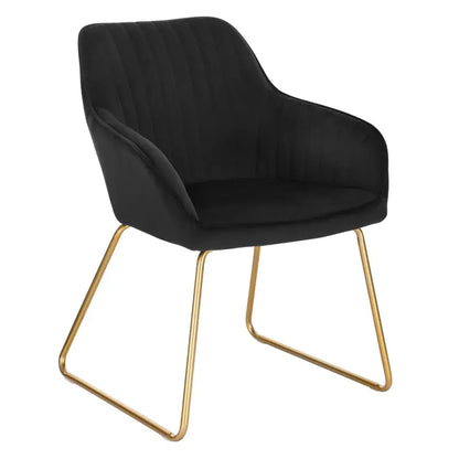 BukkitBow - Comfortabele & Ergonomische Eetkamerstoel - Velours met Goudkleurig Onderstel