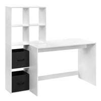 BukkitBow - Compact Bureau - Met Planken en Opbergruimte - 140.5x134x50 cm - Wit