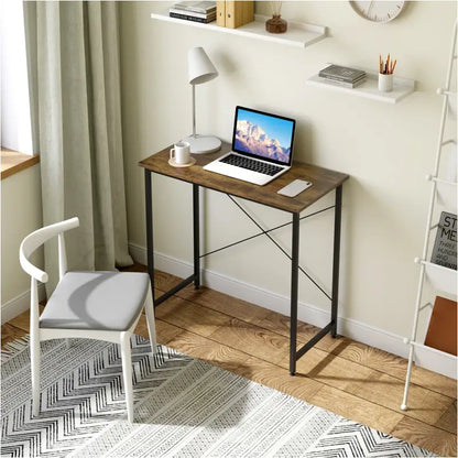 BukkitBow - Compact Bureau - Metalen Frame - 80x40x75 cm - Vintage Bruin Hout