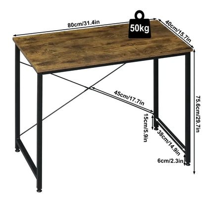 BukkitBow - Compact Bureau - Metalen Frame - 80x40x75 cm - Vintage Bruin Hout