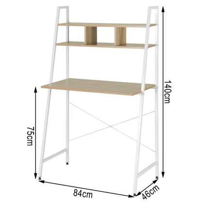 BukkitBow - Compact Bureau / Werkplek met Boven Planken voor Opslagruimte (84X46X140CM)