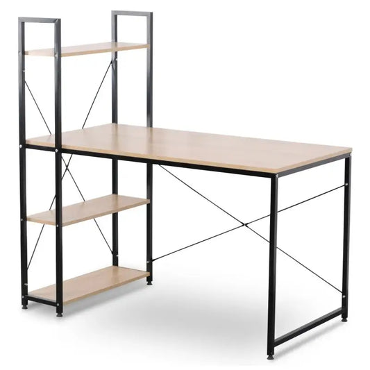 BukkitBow Compact Hoekbureau - Ruimtebesparende Werkplek met Opslagrek - 120x64x120cm