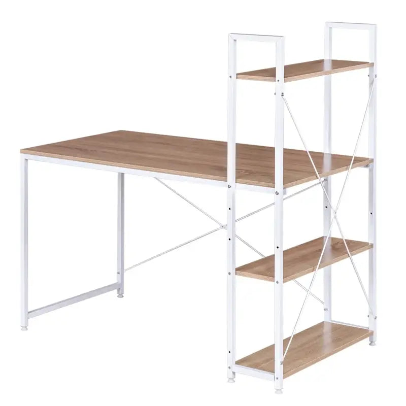BukkitBow Compact Hoekbureau - Ruimtebesparende Werkplek met Opslagrek - 120x64x120cm