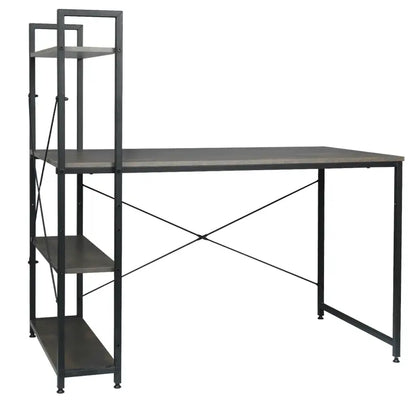 BukkitBow Compact Hoekbureau - Ruimtebesparende Werkplek met Opslagrek - 120x64x120cm